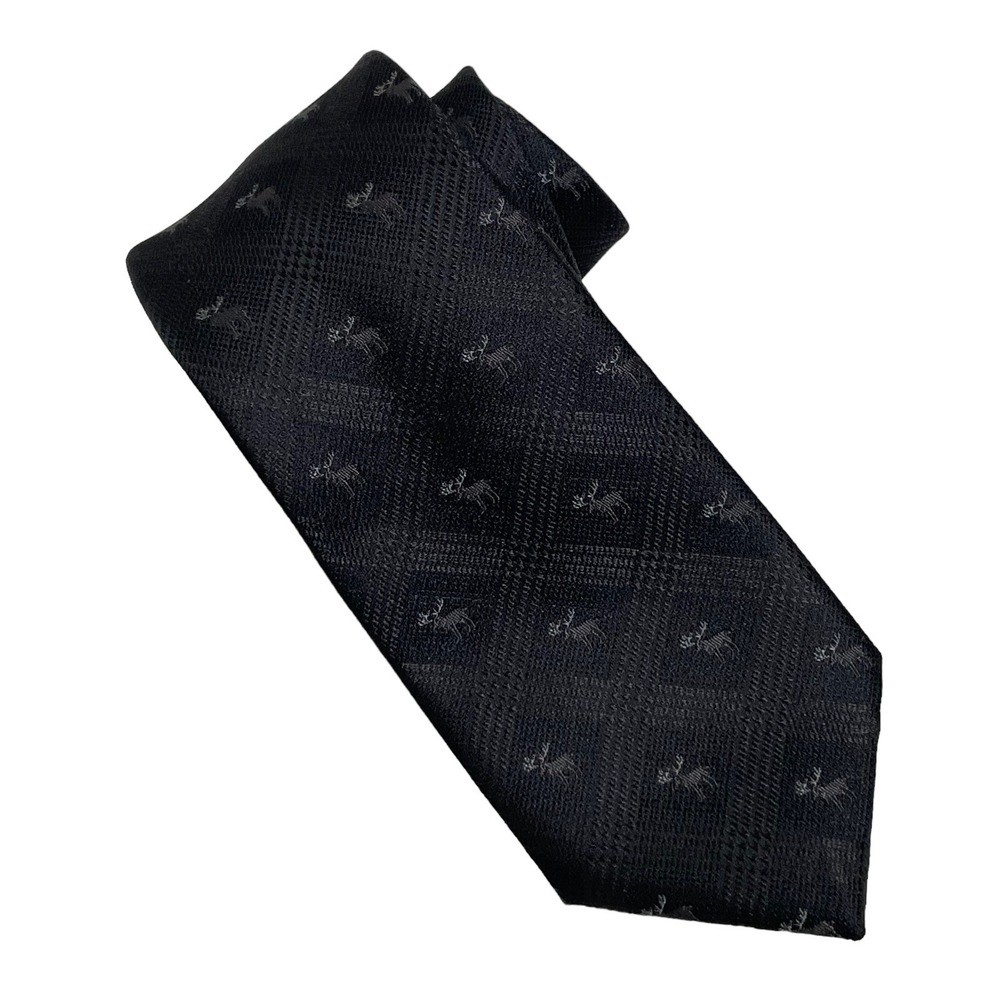 Tommy Hilfiger Novelty‎ Tie Necktie Black Gray Elks 3"